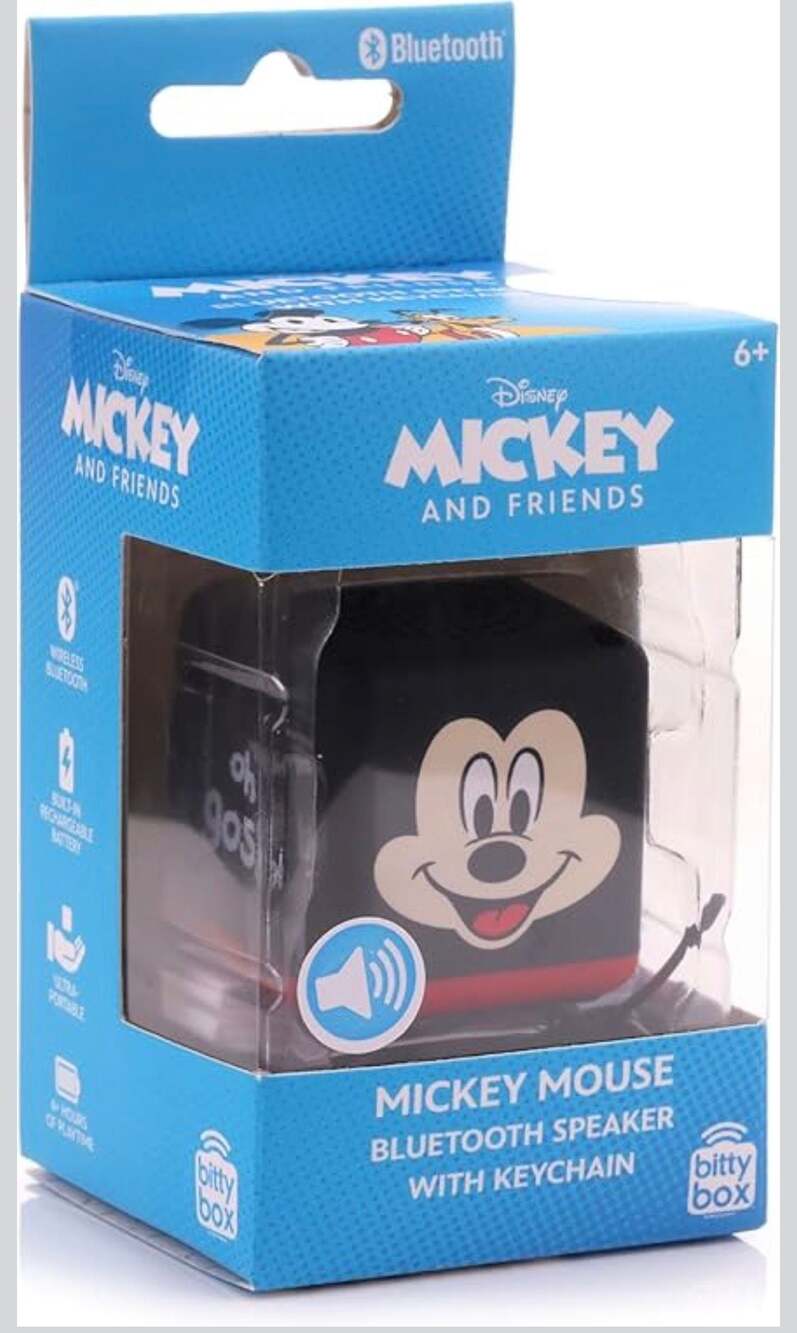 Bitty Boomers Disney Mickey Mouse Bitty Box Portable Bluetooth Speaker with Keyc